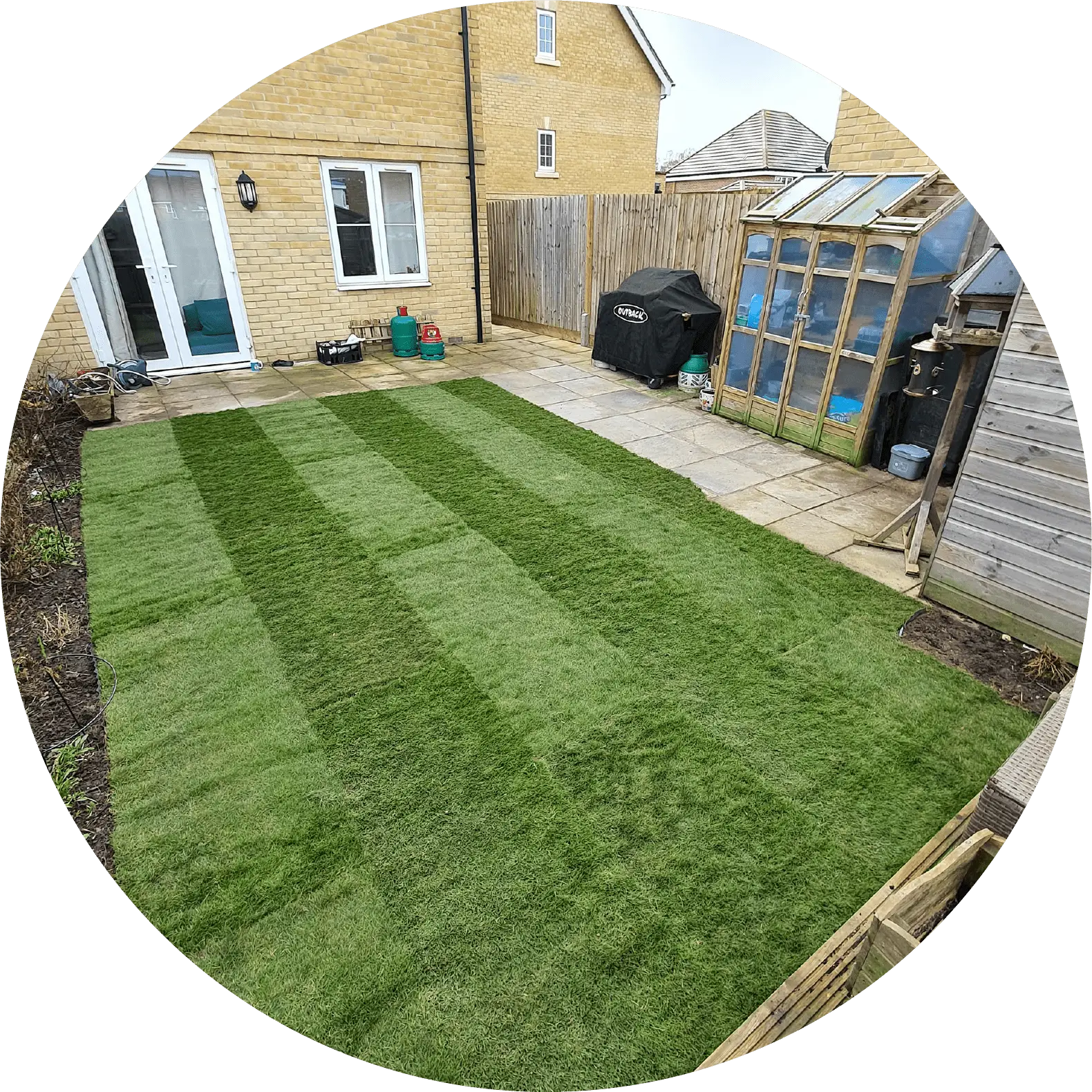 Backyard patio transformation in Woking by Prestige Garden Maintenance creating a new outdoor area